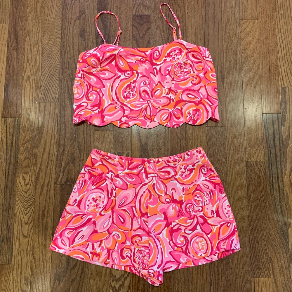 Lilly Pulitzer Ivy crop top and shorts, Worn once.